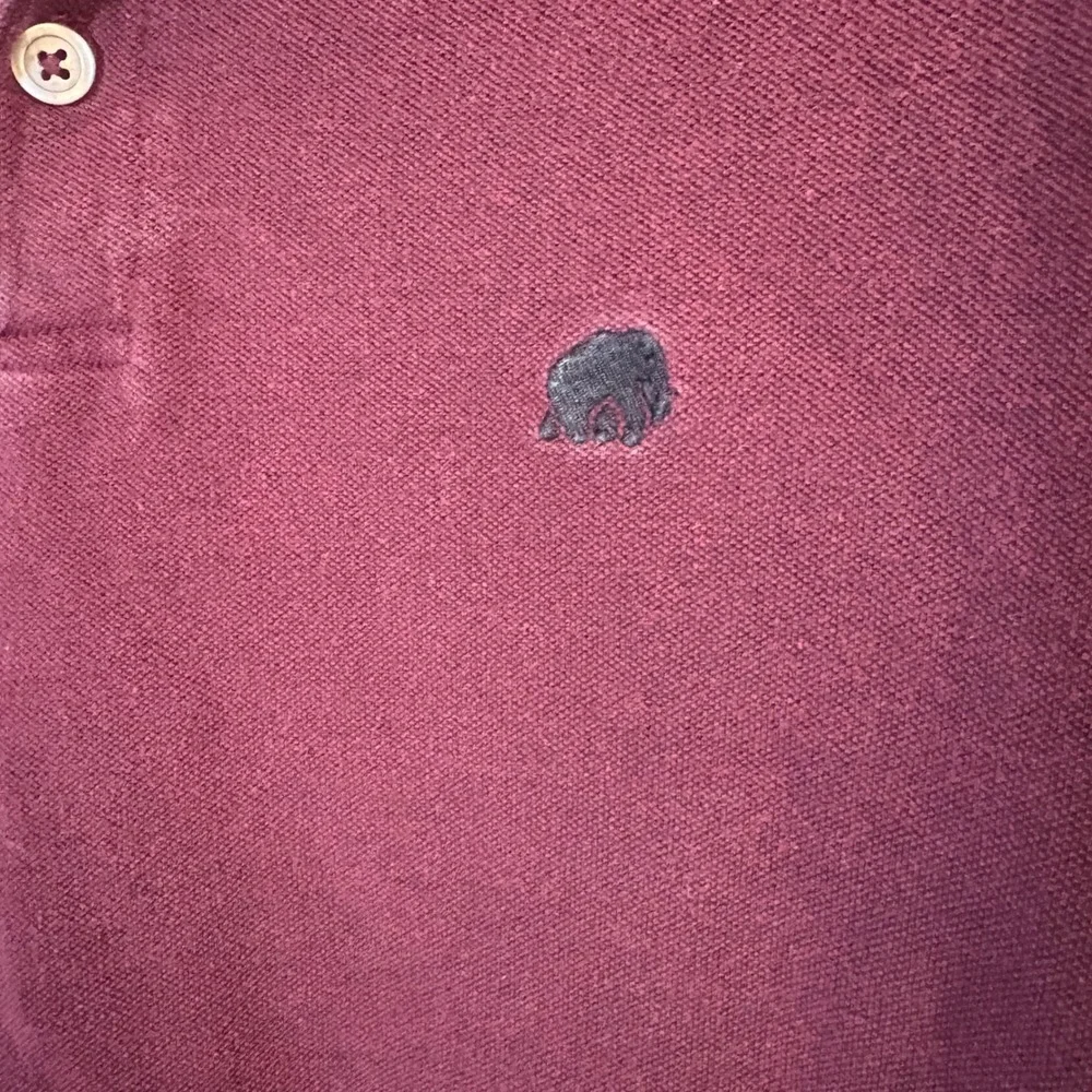 Banana Republic Polo Shirt Mens L Burgundy Birdseye Elephant Logo